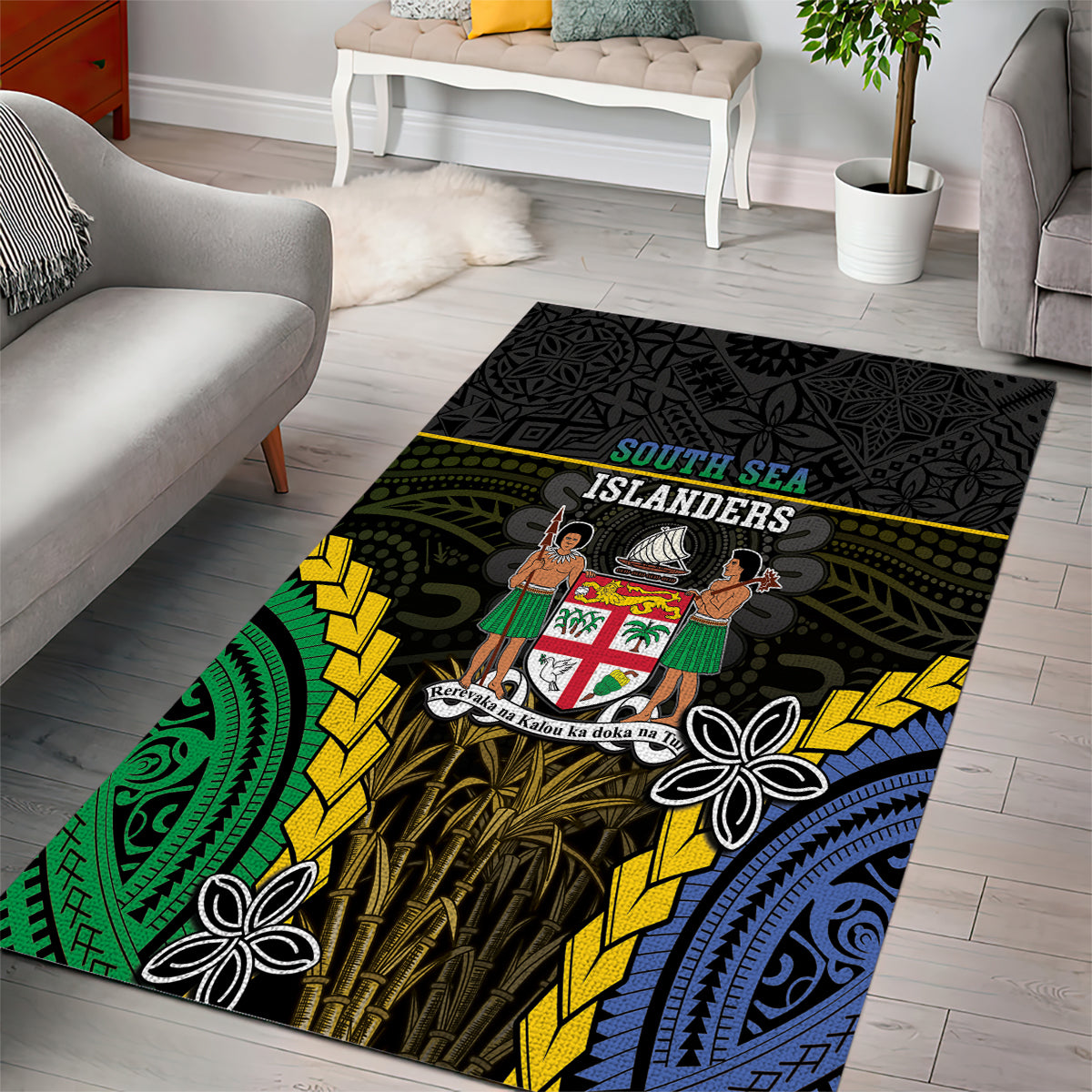 South Sea Islanders And Fiji Area Rug Kanakas Fijian Tapa Pattern