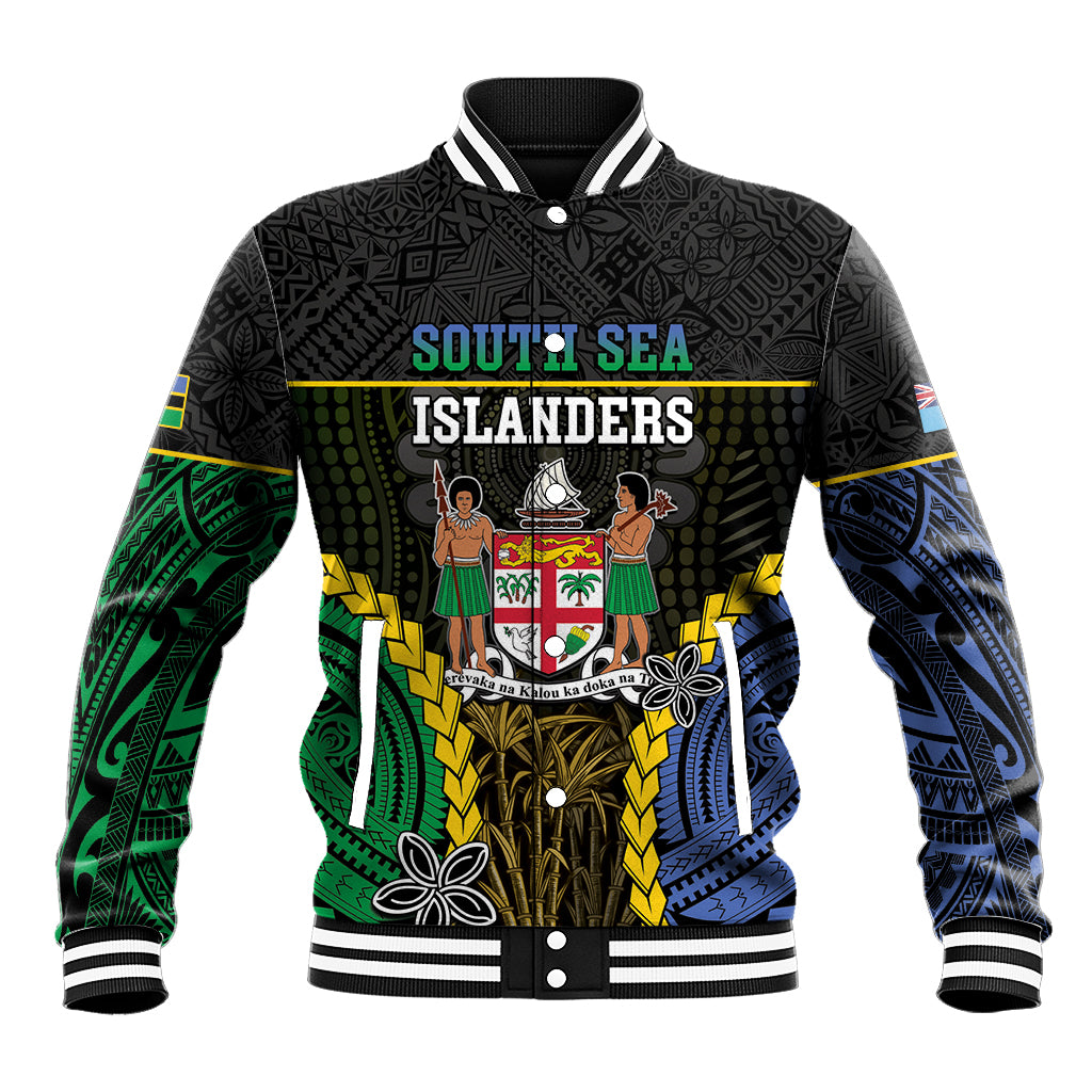 Personalised South Sea Islanders And Fiji Baseball Jacket Kanakas Fijian Tapa Pattern
