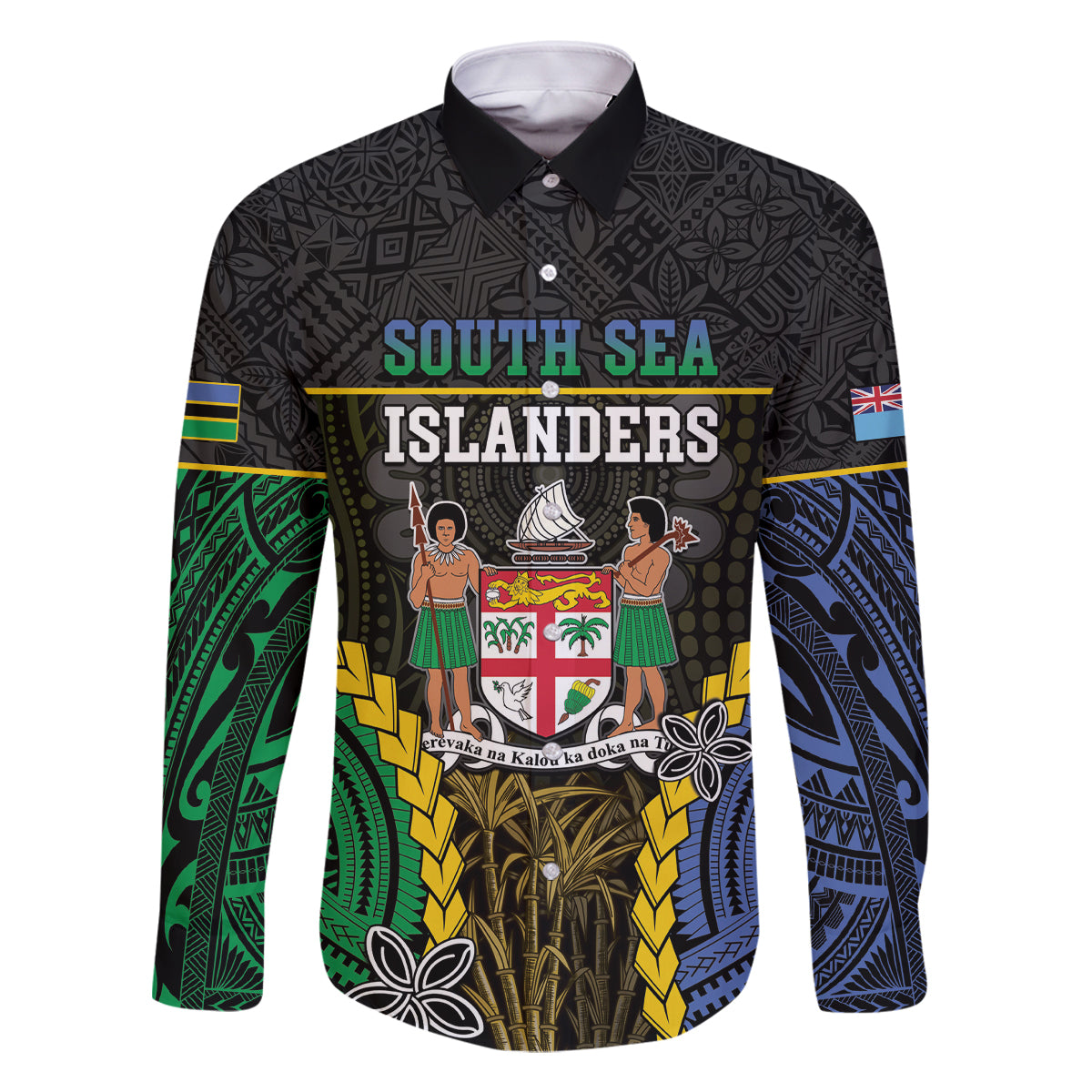 Personalised South Sea Islanders And Fiji Family Matching Off The Shoulder Long Sleeve Dress and Hawaiian Shirt Kanakas Fijian Tapa Pattern