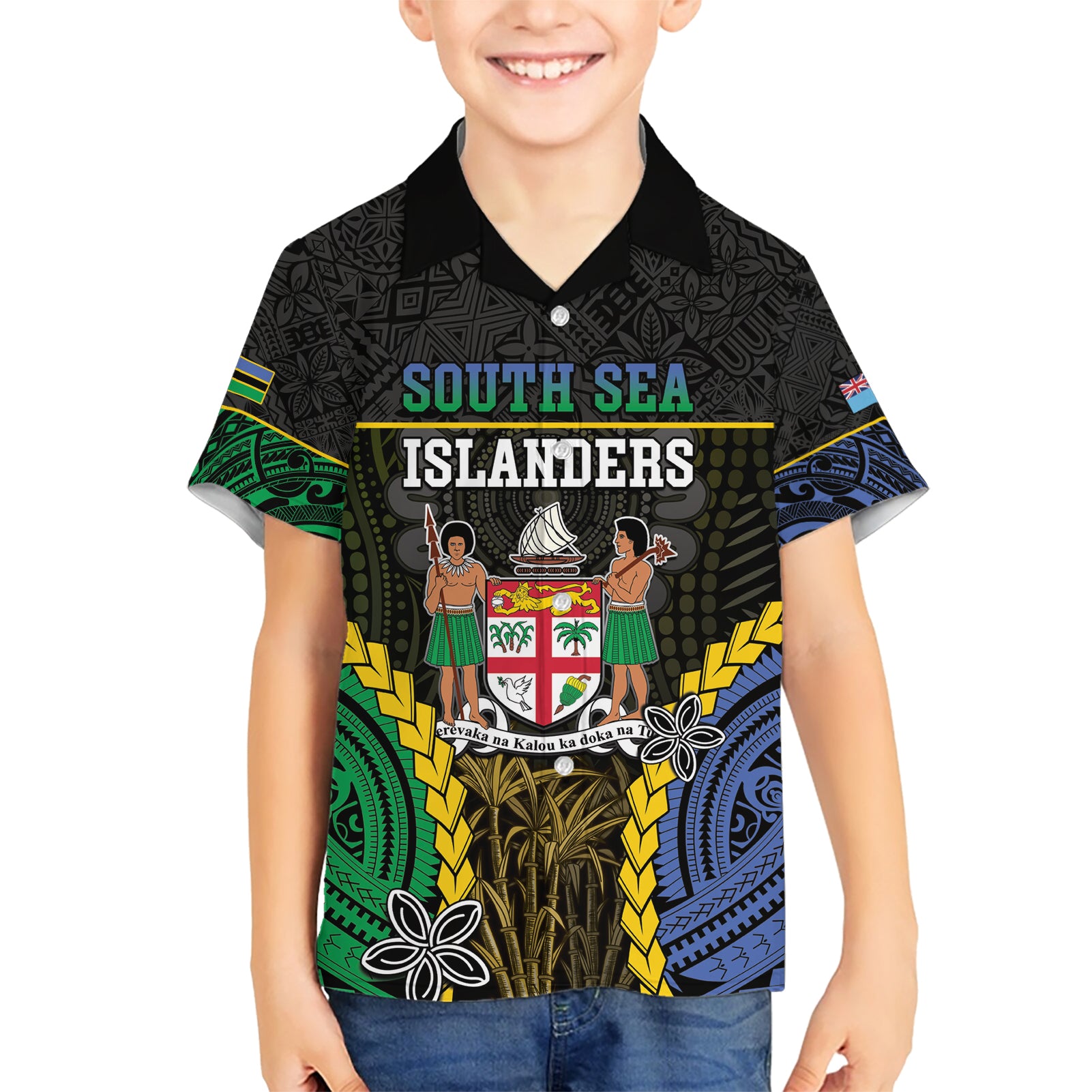 Personalised South Sea Islanders And Fiji Kid Hawaiian Shirt Kanakas Fijian Tapa Pattern
