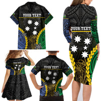 Personalised South Sea Islanders And Solomon Islands Family Matching Long Sleeve Bodycon Dress and Hawaiian Shirt Kanakas Polynesian Pattern LT05 - Polynesian Pride