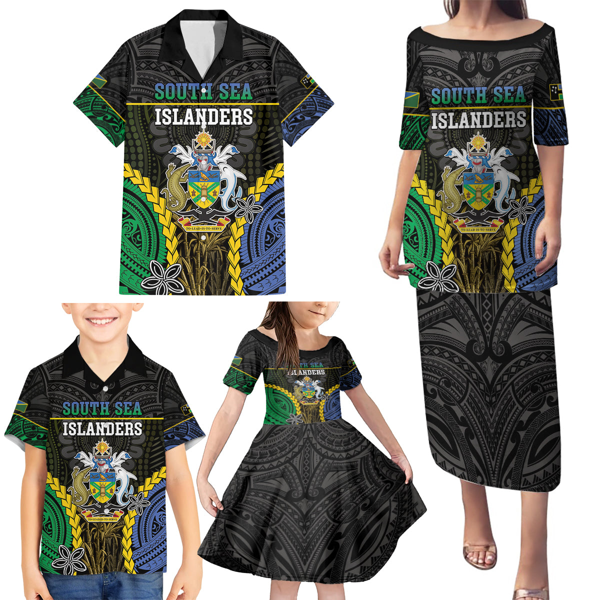 Personalised South Sea Islanders And Solomon Islands Family Matching Puletasi and Hawaiian Shirt Kanakas Polynesian Pattern LT05 - Polynesian Pride