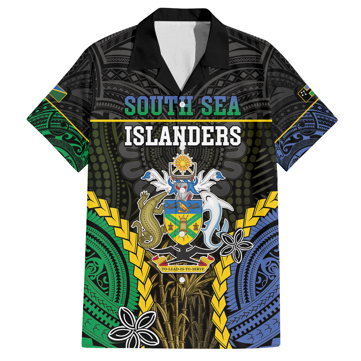 Personalised South Sea Islanders And Solomon Islands Family Matching Puletasi and Hawaiian Shirt Kanakas Polynesian Pattern LT05 Dad's Shirt - Short Sleeve Black - Polynesian Pride