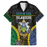 Personalised South Sea Islanders And Solomon Islands Family Matching Puletasi and Hawaiian Shirt Kanakas Polynesian Pattern LT05 Dad's Shirt - Short Sleeve Black - Polynesian Pride