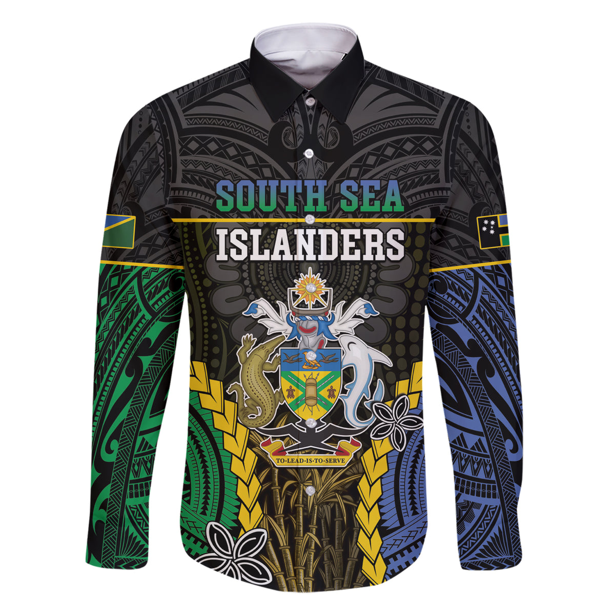 Personalised South Sea Islanders And Solomon Islands Family Matching Short Sleeve Bodycon Dress and Hawaiian Shirt Kanakas Polynesian Pattern LT05 Dad's Shirt - Long Sleeve Black - Polynesian Pride