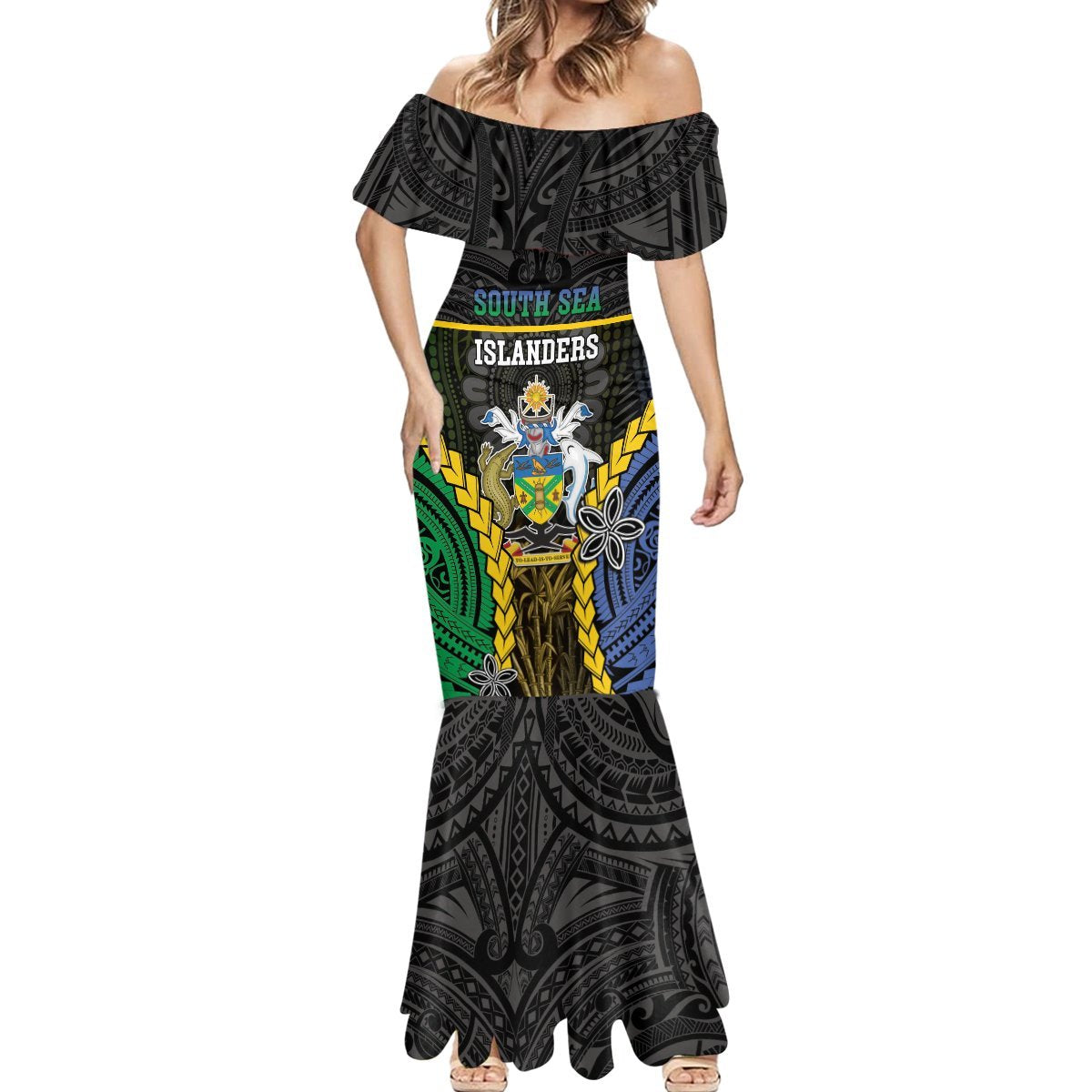 Personalised South Sea Islanders And Solomon Islands Mermaid Dress Kanakas Polynesian Pattern LT05 - Polynesian Pride