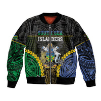 Personalised South Sea Islanders And Solomon Islands Sleeve Zip Bomber Jacket Kanakas Polynesian Pattern