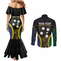 Personalised South Sea Islanders And Vanuatu Couples Matching Mermaid Dress and Long Sleeve Button Shirt Kanakas Sand Drawing Pattern LT05 - Polynesian Pride