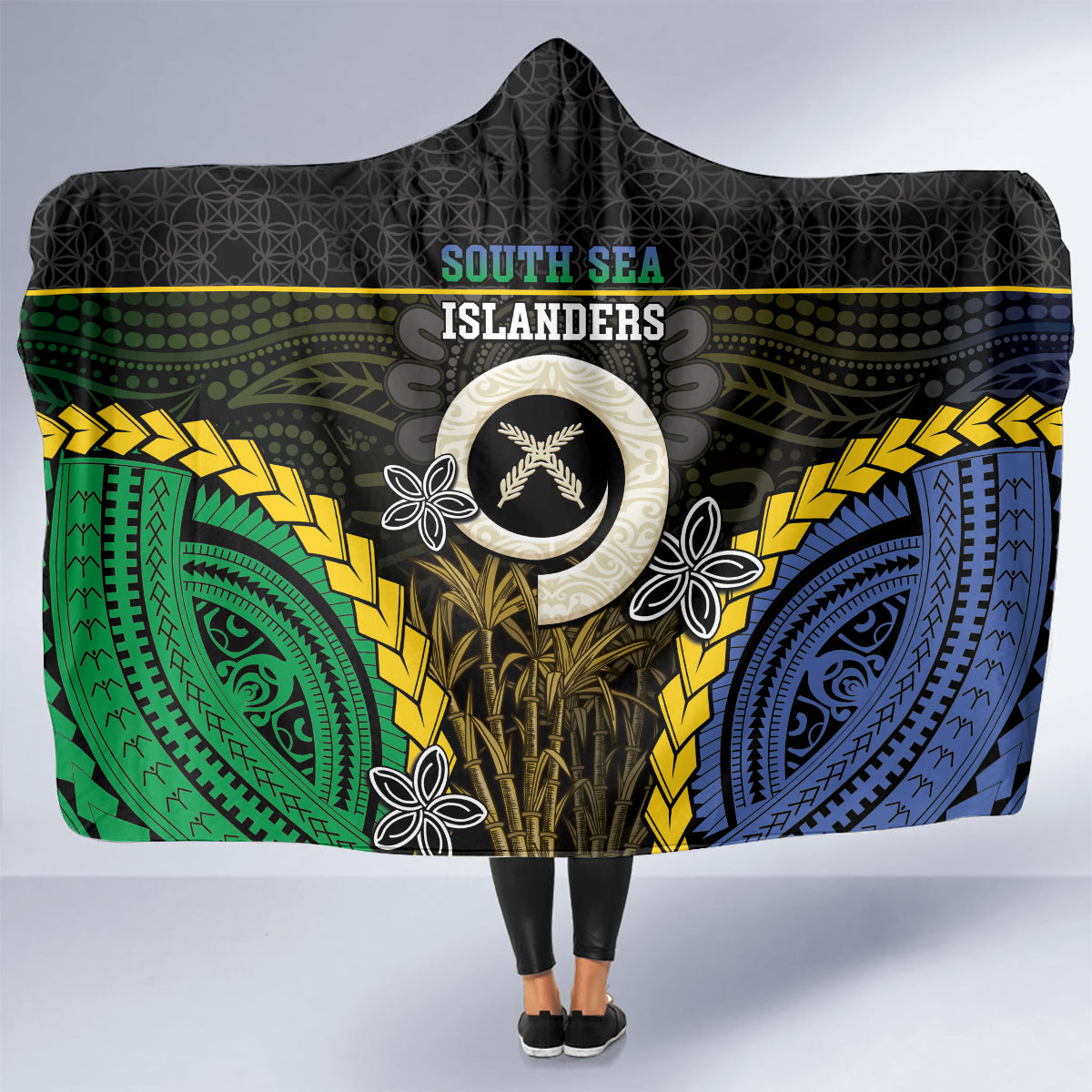 South Sea Islanders And Vanuatu Hooded Blanket Kanakas Sand Drawing Pattern