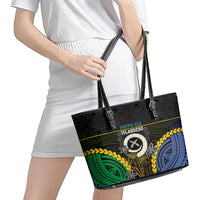 South Sea Islanders And Vanuatu Leather Tote Bag Kanakas Sand Drawing Pattern LT05 - Polynesian Pride