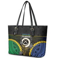South Sea Islanders And Vanuatu Leather Tote Bag Kanakas Sand Drawing Pattern LT05 - Polynesian Pride