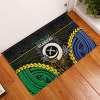 South Sea Islanders And Vanuatu Rubber Doormat Kanakas Sand Drawing Pattern LT05 Black - Polynesian Pride