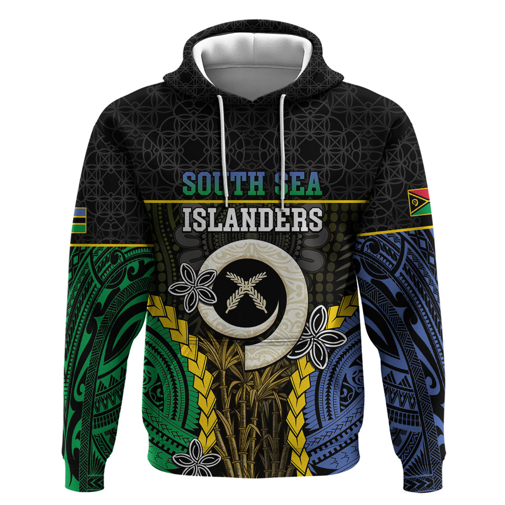 Personalised South Sea Islanders And Vanuatu Zip Hoodie Kanakas Sand Drawing Pattern