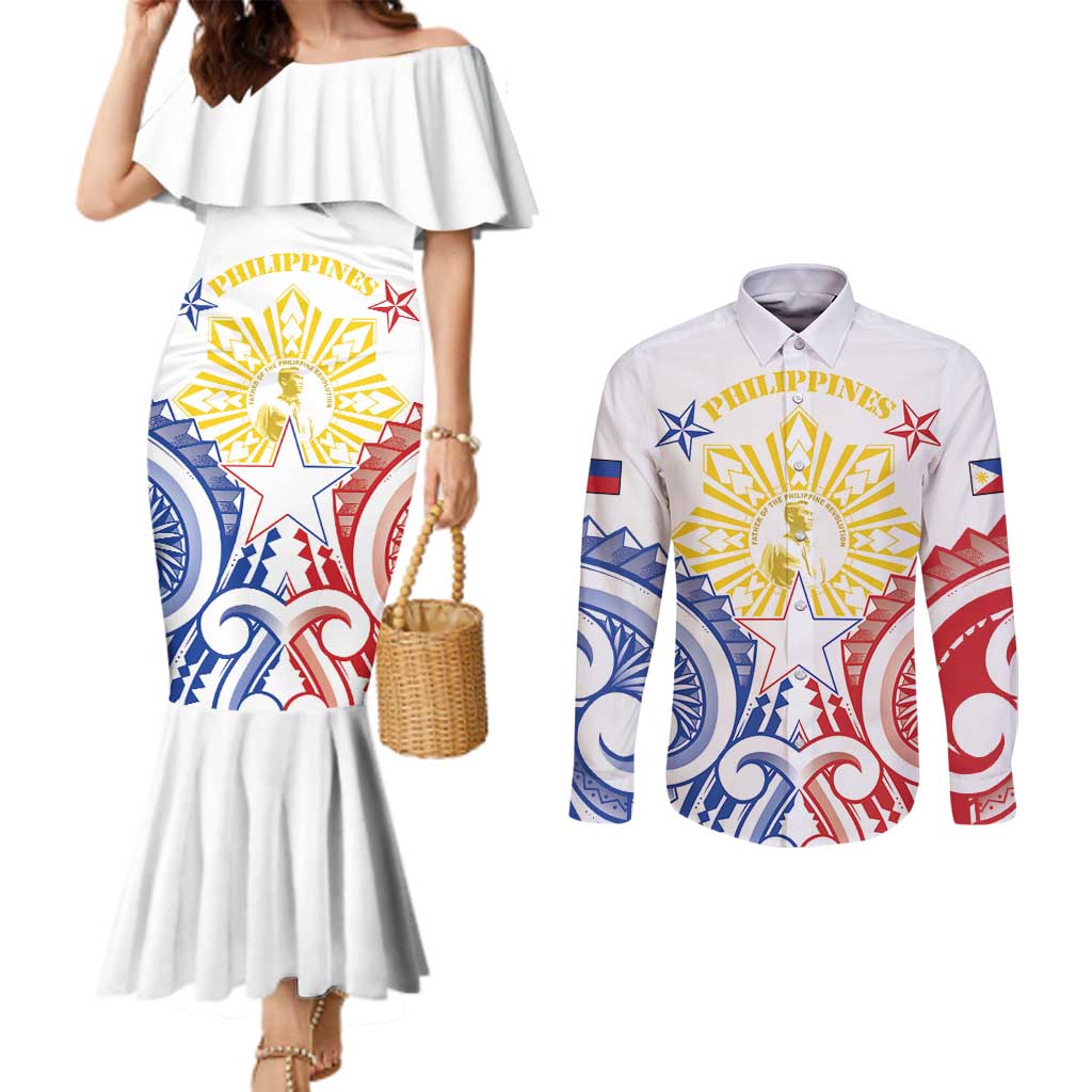 Philippines Couples Matching Mermaid Dress and Long Sleeve Button Shirt Katipunan Andres Bonifacio