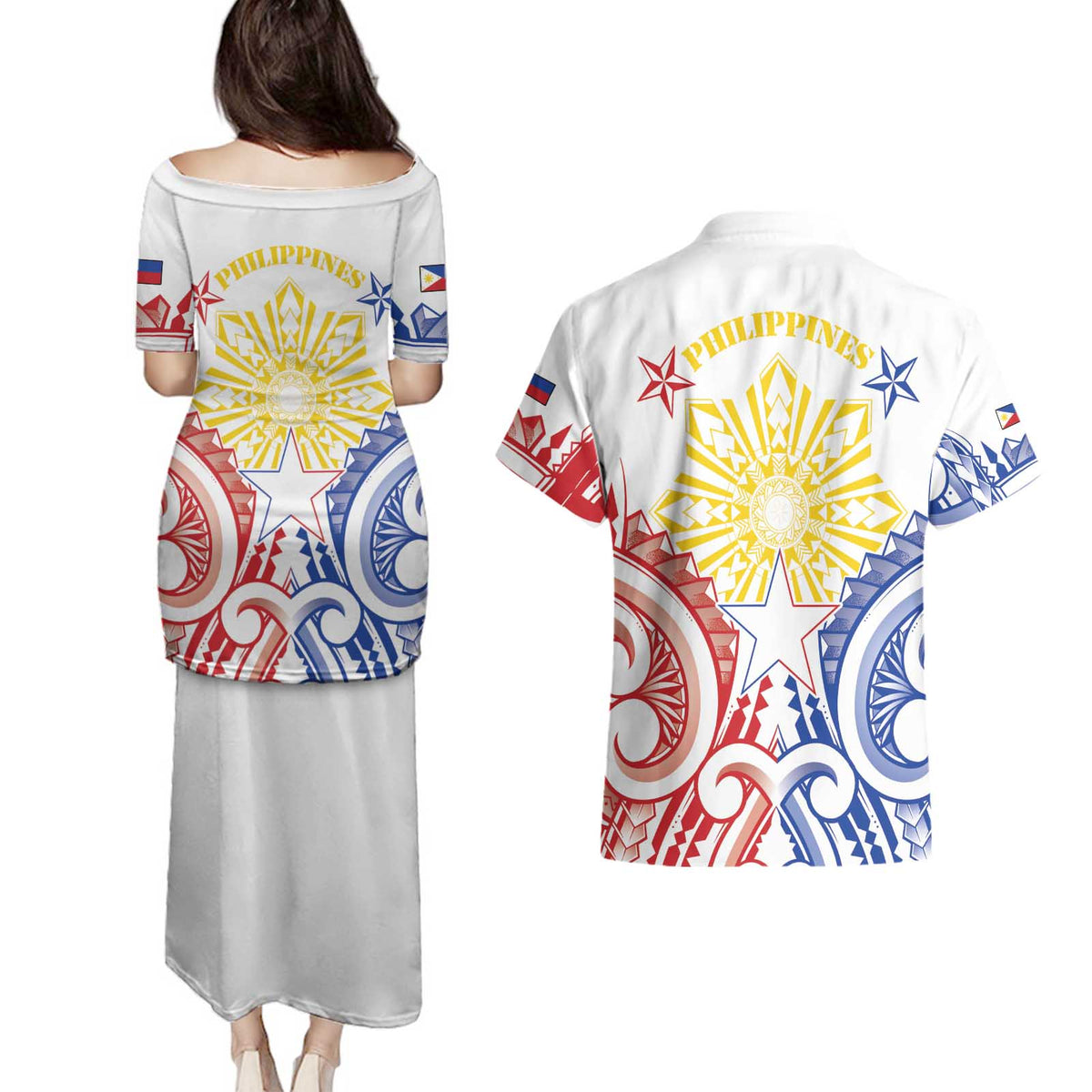 Philippines Couples Matching Puletasi and Hawaiian Shirt Katipunan Andres Bonifacio