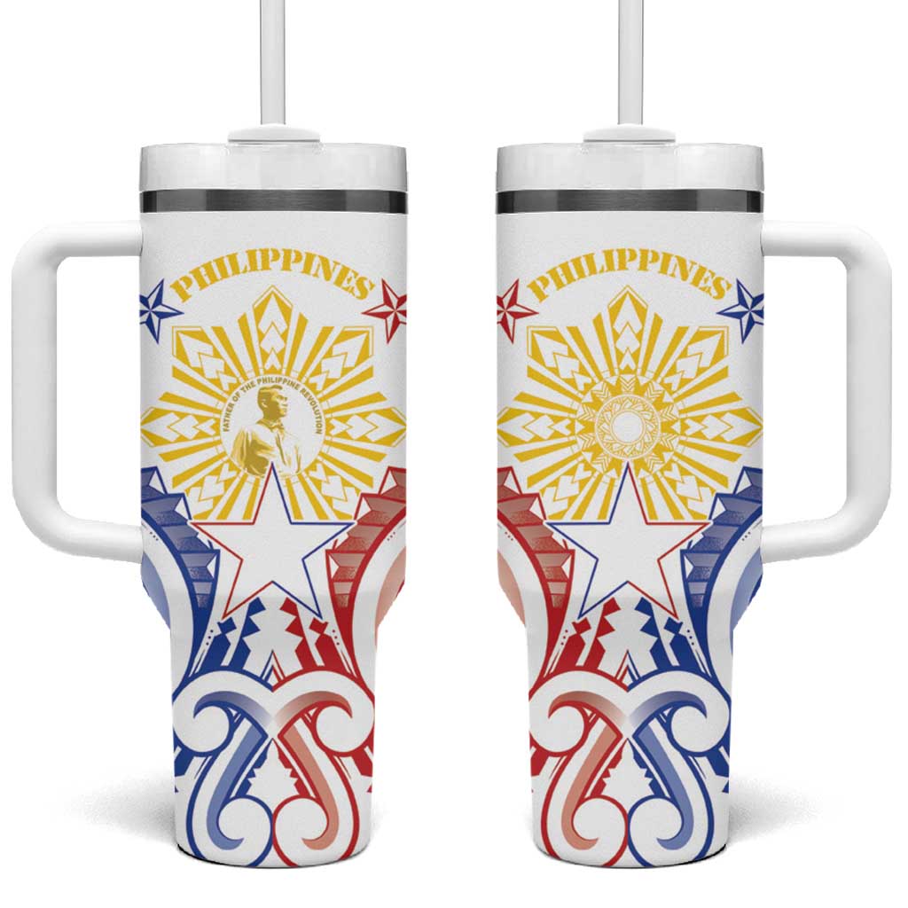 Philippines Tumbler With Handle Katipunan Andres Bonifacio LT05 One Size: 40 oz White - Polynesian Pride