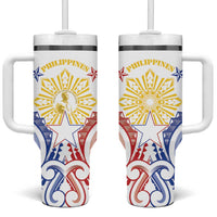 Philippines Tumbler With Handle Katipunan Andres Bonifacio LT05 One Size: 40 oz White - Polynesian Pride
