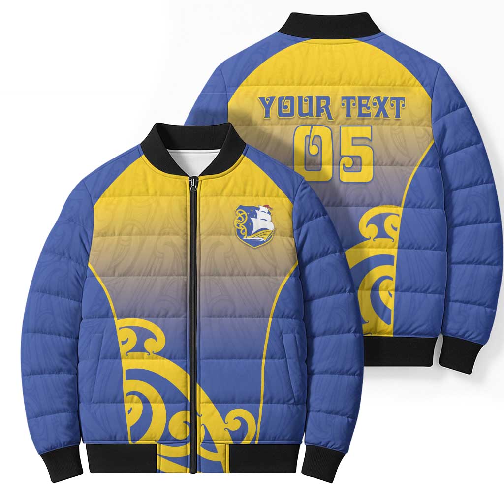Custom James Cook High School Bomber Puffer Jacket Maori Koru Pattern LT05 - Polynesian Pride