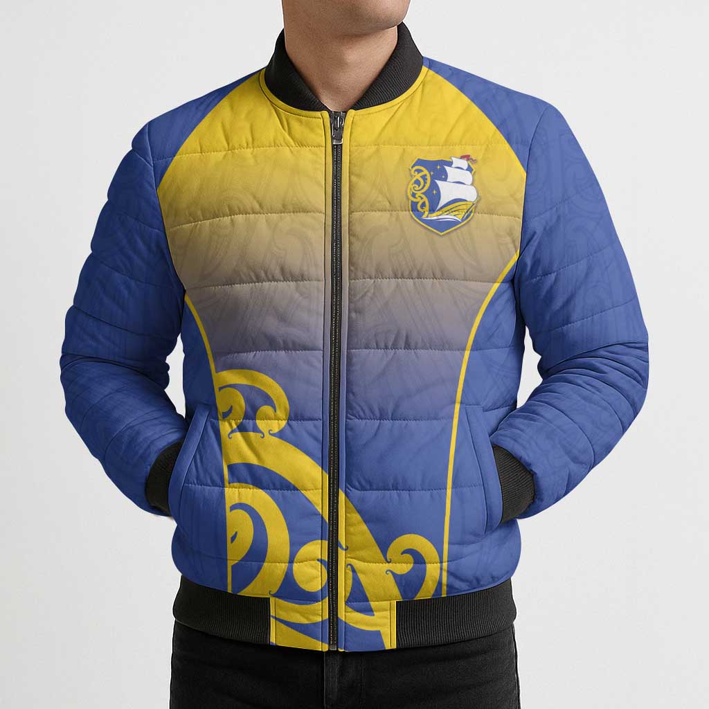 Custom James Cook High School Bomber Puffer Jacket Maori Koru Pattern LT05 - Polynesian Pride