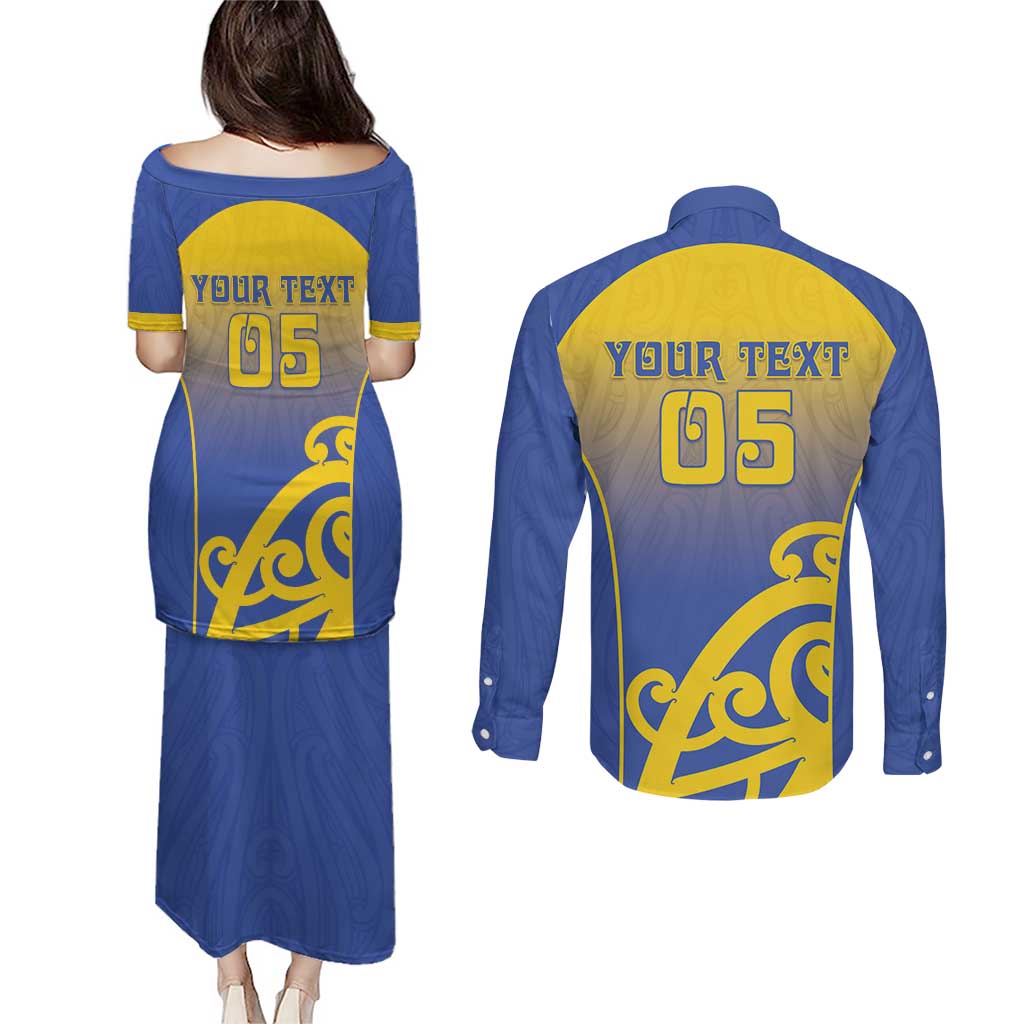 Custom James Cook High School Couples Matching Puletasi and Long Sleeve Button Shirt Maori Koru Pattern LT05 - Polynesian Pride
