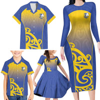Custom James Cook High School Family Matching Long Sleeve Bodycon Dress and Hawaiian Shirt Maori Koru Pattern LT05 - Polynesian Pride