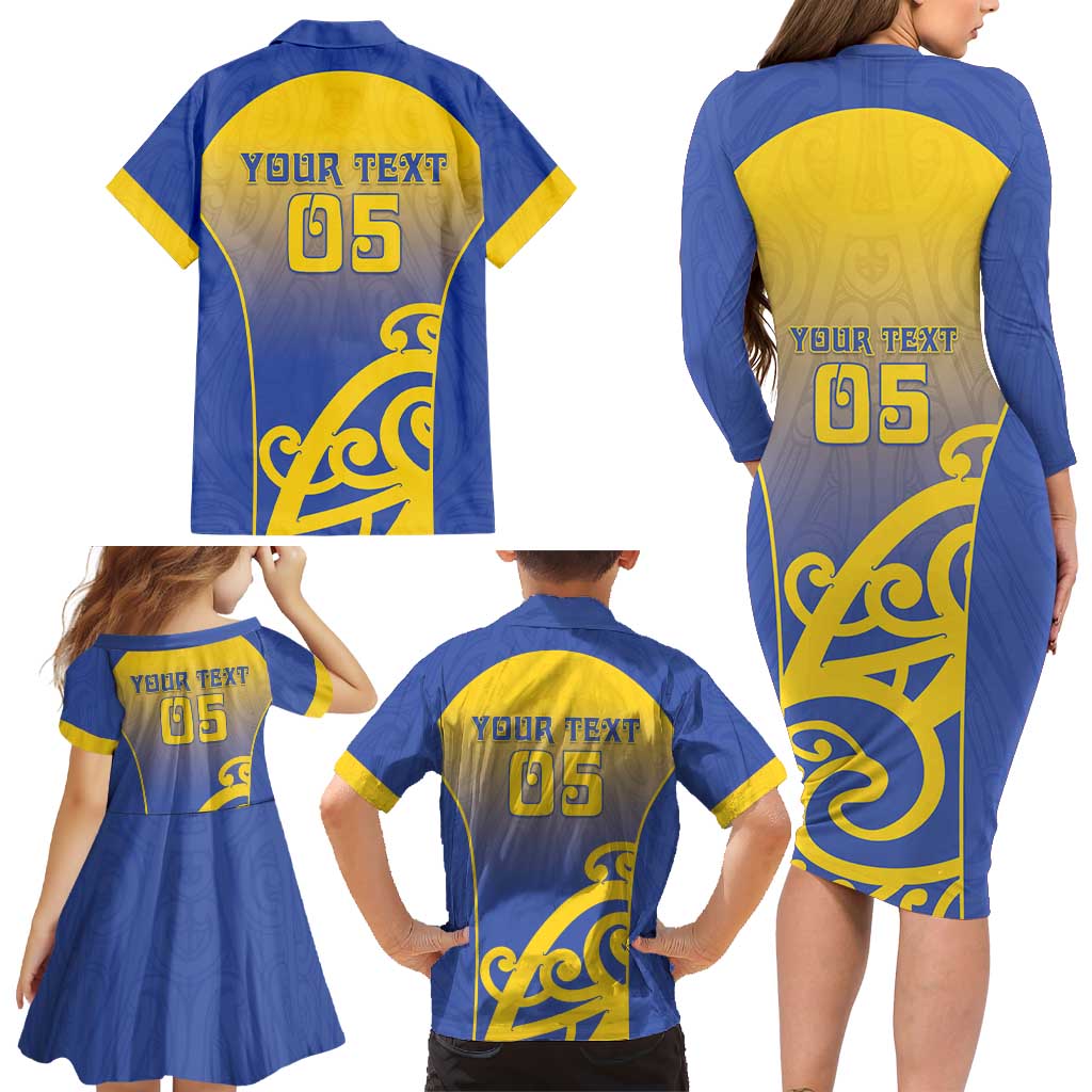 Custom James Cook High School Family Matching Long Sleeve Bodycon Dress and Hawaiian Shirt Maori Koru Pattern LT05 - Polynesian Pride