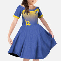 Custom James Cook High School Family Matching Mermaid Dress and Hawaiian Shirt Maori Koru Pattern LT05 Daughter's Dress Blue - Polynesian Pride