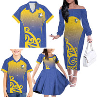 Custom James Cook High School Family Matching Off The Shoulder Long Sleeve Dress and Hawaiian Shirt Maori Koru Pattern LT05 - Polynesian Pride