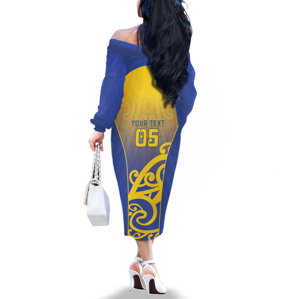 Custom James Cook High School Family Matching Off The Shoulder Long Sleeve Dress and Hawaiian Shirt Maori Koru Pattern LT05 - Polynesian Pride