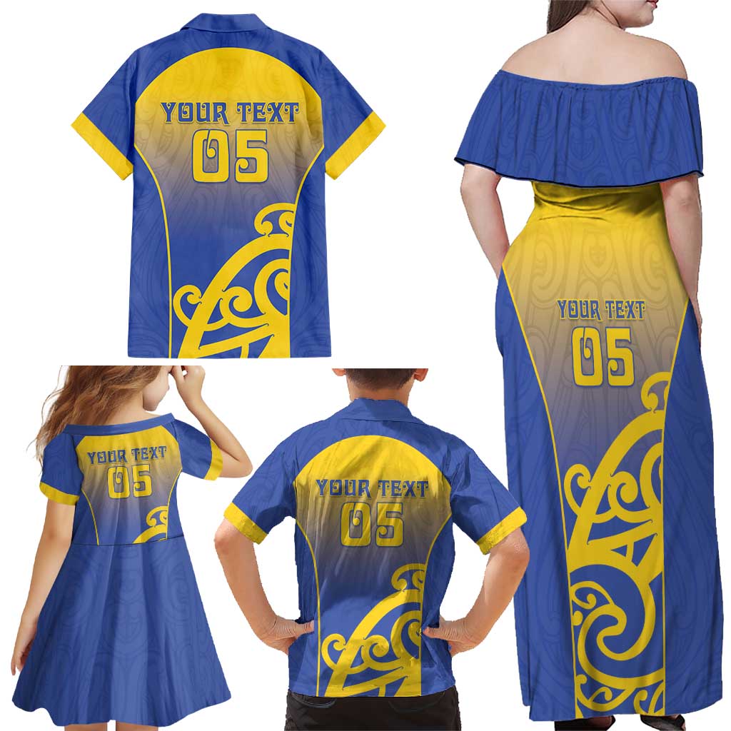 Custom James Cook High School Family Matching Off Shoulder Maxi Dress and Hawaiian Shirt Maori Koru Pattern LT05 - Polynesian Pride
