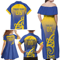 Custom James Cook High School Family Matching Off Shoulder Maxi Dress and Hawaiian Shirt Maori Koru Pattern LT05 - Polynesian Pride