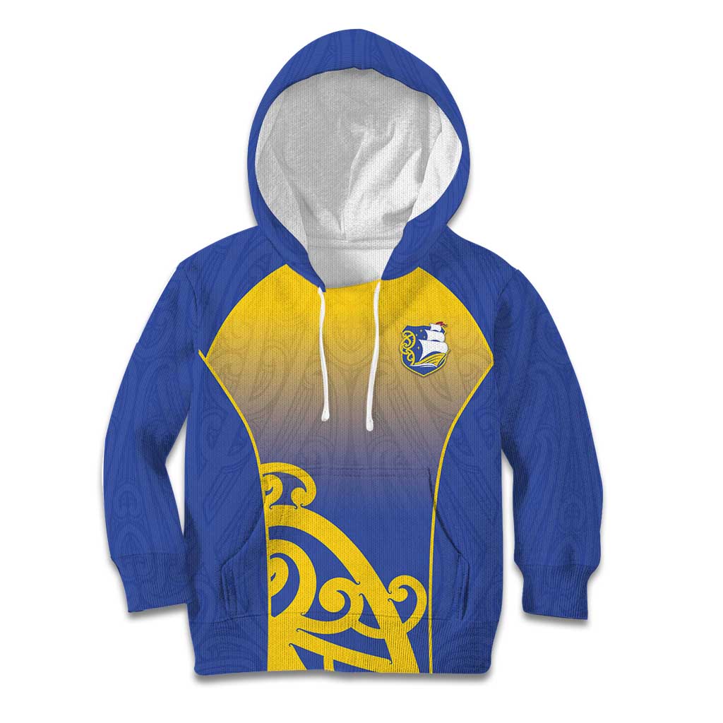 Custom James Cook High School Kid Hoodie Maori Koru Pattern LT05 Hoodie Blue - Polynesian Pride