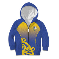 Custom James Cook High School Kid Hoodie Maori Koru Pattern LT05 Zip Hoodie Blue - Polynesian Pride