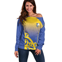Custom James Cook High School Off Shoulder Sweater Maori Koru Pattern