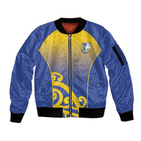 Custom James Cook High School Sleeve Zip Bomber Jacket Maori Koru Pattern