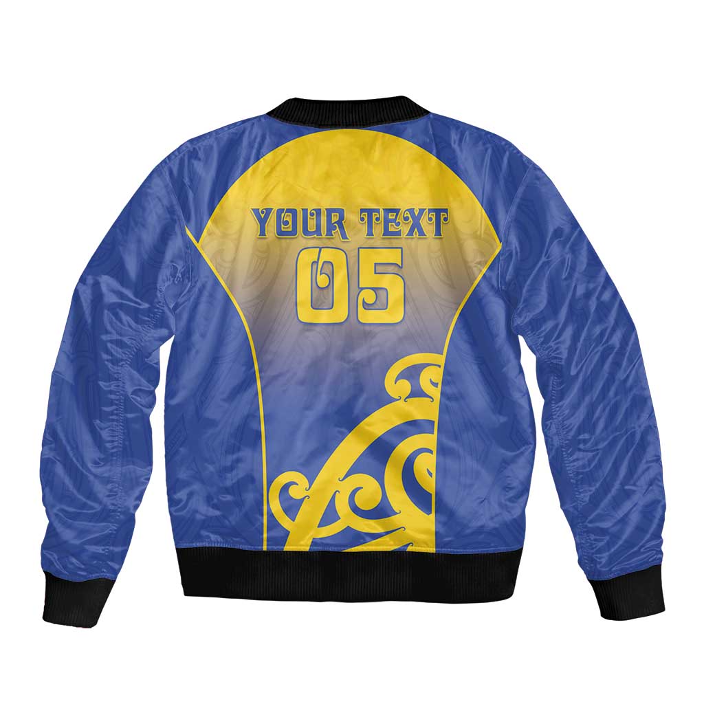 Custom James Cook High School Sleeve Zip Bomber Jacket Maori Koru Pattern