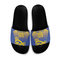 Custom James Cook High School Slide Sandals Maori Koru Pattern