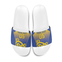 Custom James Cook High School Slide Sandals Maori Koru Pattern