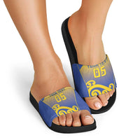 Custom James Cook High School Slide Sandals Maori Koru Pattern