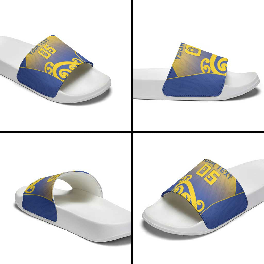 Custom James Cook High School Slide Sandals Maori Koru Pattern