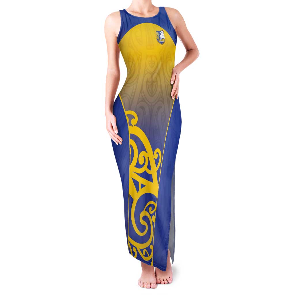 Custom James Cook High School Tank Maxi Dress Maori Koru Pattern
