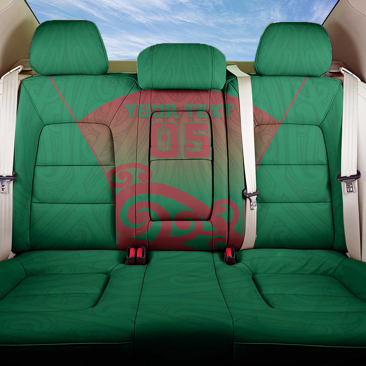 Custom Onehunga High School Back Car Seat Cover Maori Koru Pattern LT05 One Size Green - Polynesian Pride