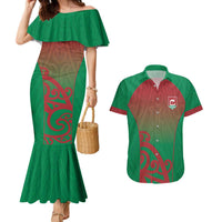 Custom Onehunga High School Couples Matching Mermaid Dress and Hawaiian Shirt Maori Koru Pattern