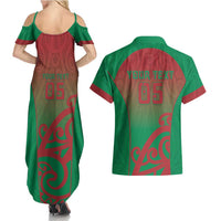 Custom Onehunga High School Couples Matching Summer Maxi Dress and Hawaiian Shirt Maori Koru Pattern LT05 - Polynesian Pride