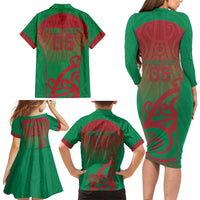 Custom Onehunga High School Family Matching Long Sleeve Bodycon Dress and Hawaiian Shirt Maori Koru Pattern LT05 - Polynesian Pride