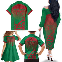 Custom Onehunga High School Family Matching Off The Shoulder Long Sleeve Dress and Hawaiian Shirt Maori Koru Pattern LT05 - Polynesian Pride