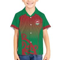 Custom Onehunga High School Family Matching Off Shoulder Short Dress and Hawaiian Shirt Maori Koru Pattern LT05 Son's Shirt Green - Polynesian Pride