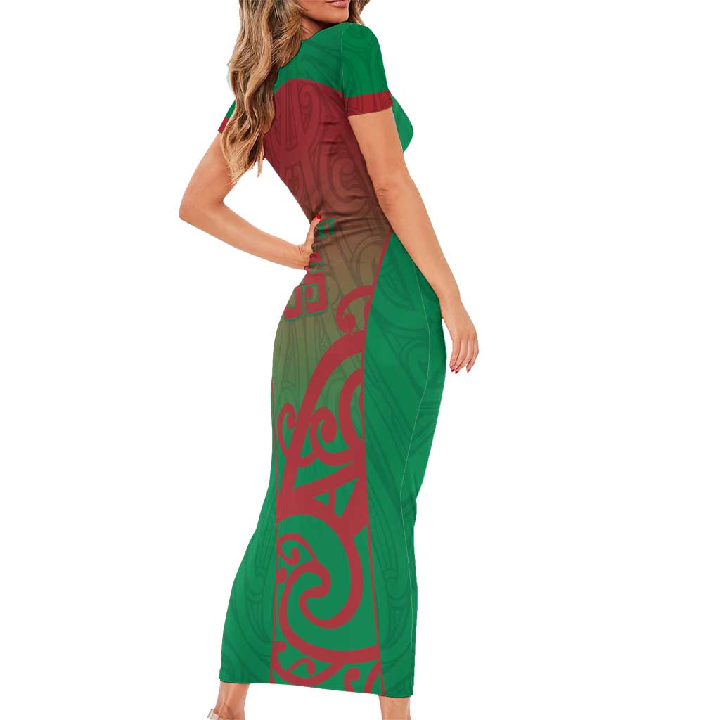 Custom Onehunga High School Family Matching Short Sleeve Bodycon Dress and Hawaiian Shirt Maori Koru Pattern LT05 - Polynesian Pride