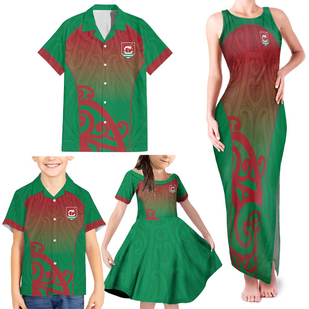 Custom Onehunga High School Family Matching Tank Maxi Dress and Hawaiian Shirt Maori Koru Pattern LT05 - Polynesian Pride