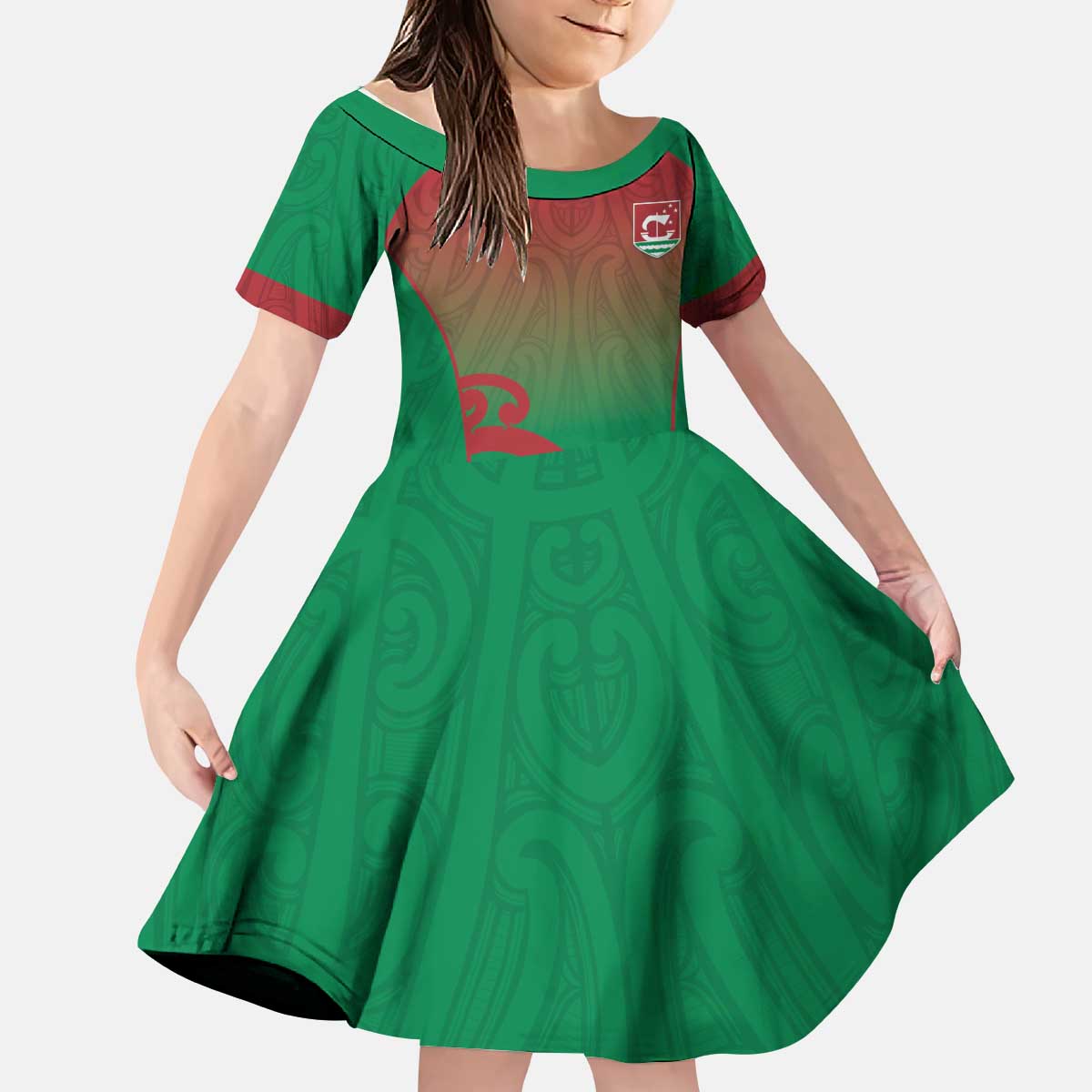 Custom Onehunga High School Kid Short Sleeve Dress Maori Koru Pattern